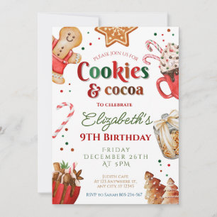 Invitation Cookies d'anniversaire de Noël et cacao Festive