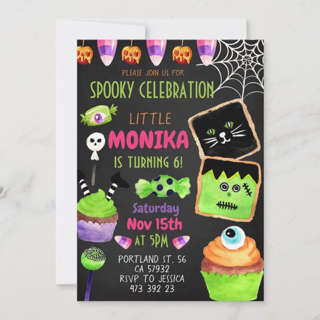 Invitation Cookies de bonbons Halloween Anniversaire de enfan (Devant)