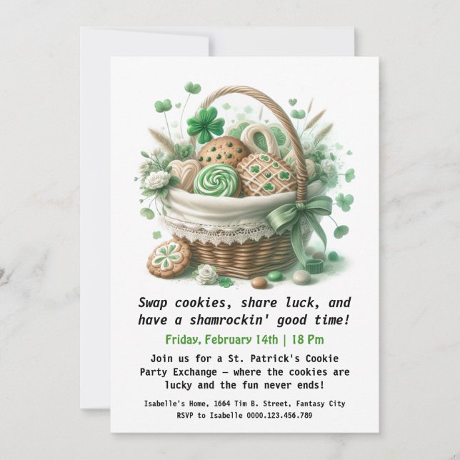 Invitation Cookies de la Saint-Patrick – Chance et Amour Suav (Devant)