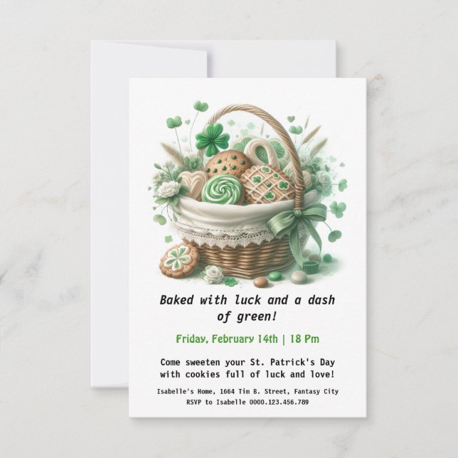 Invitation Cookies de la Saint-Patrick – Chance et Amour Suav (Devant)