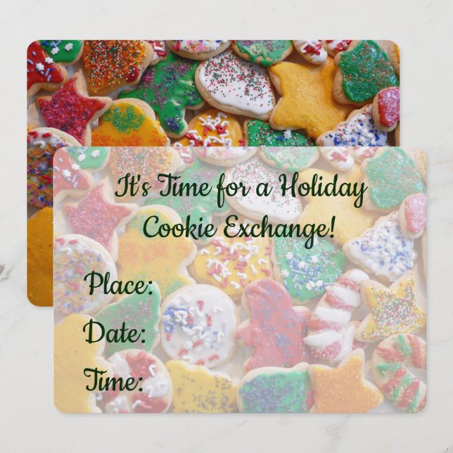 Invitation Cookies de Noël Cuisine de vacances colorée (Devant / Derrière)