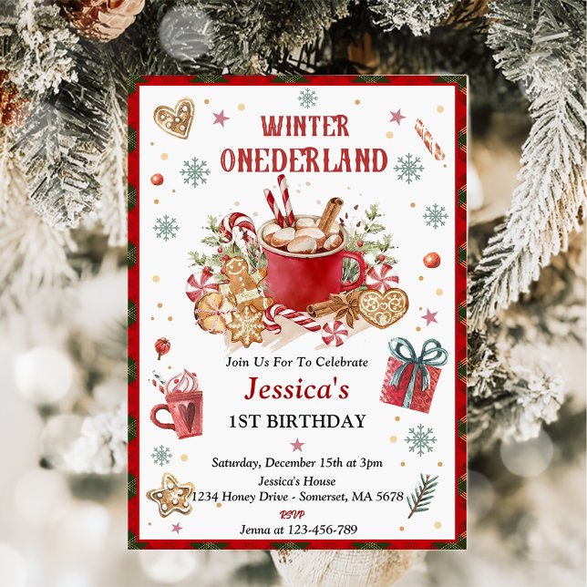 Invitation Cookies de Noël et cacao Hiver Onederland (Créateur téléchargé)