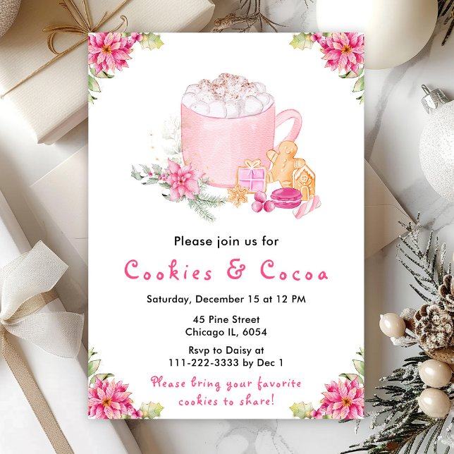 Invitation Cookies de Noël et cacao rose (Créateur téléchargé)