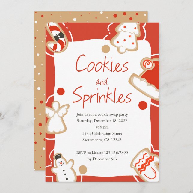 Invitation Cookies et asperges Noël Cookie Swap Party (Devant / Derrière)