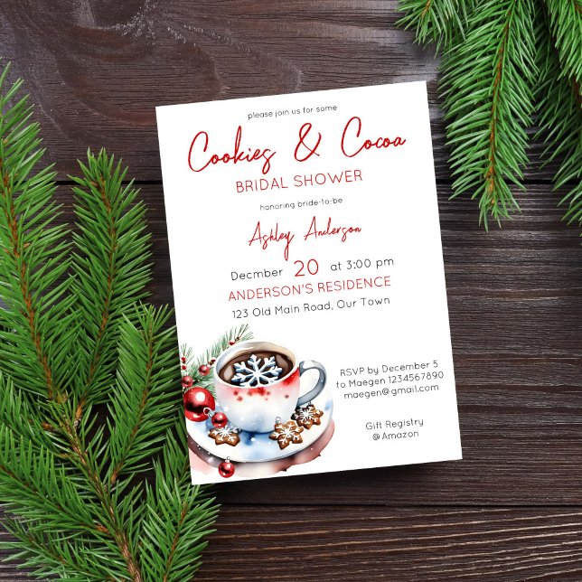 Invitation Cookies et cacao hiver Noël nuptiale douche (Cookies and cocoa winter Christmas bridal shower editable template Invitation digital download)
