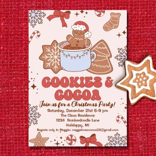 Invitation Cookies et cacao Retro Noël Super