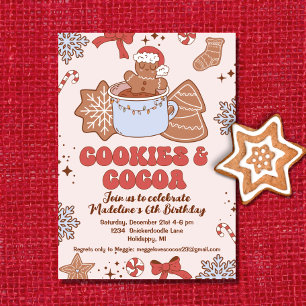 Invitation Cookies et cacao Retro Noël Super Anniversaire