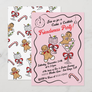 Invitation Cookies et cocktails Fête des amies de Noël