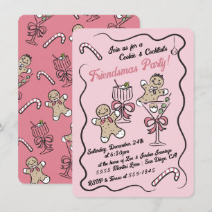 Invitation Cookies et cocktails Fête des amies de Noël
