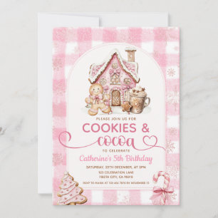 Invitation Cookies et Cocoa Anniversaire Flocons de Neige Ros