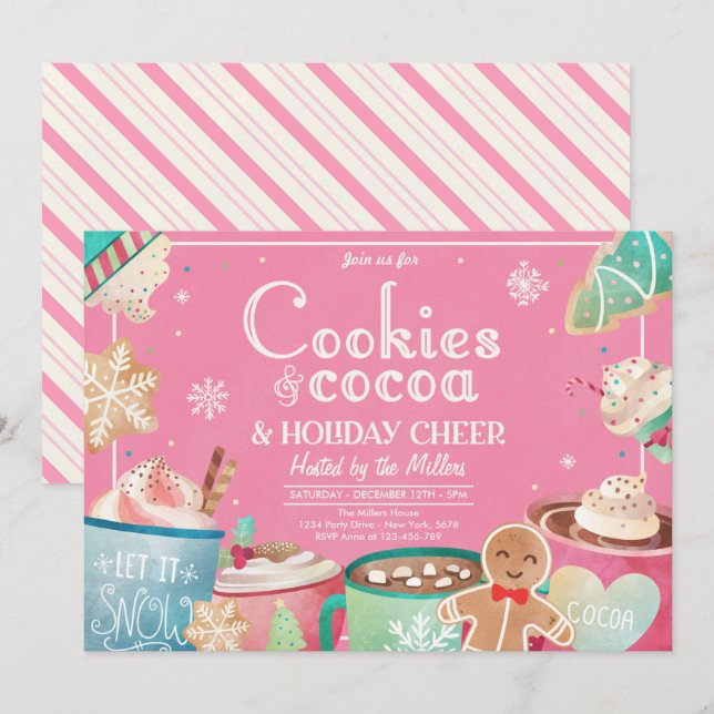 Invitation Cookies Et Fête De Noël De Fête Du Coca Chaud (Devant / Derrière)