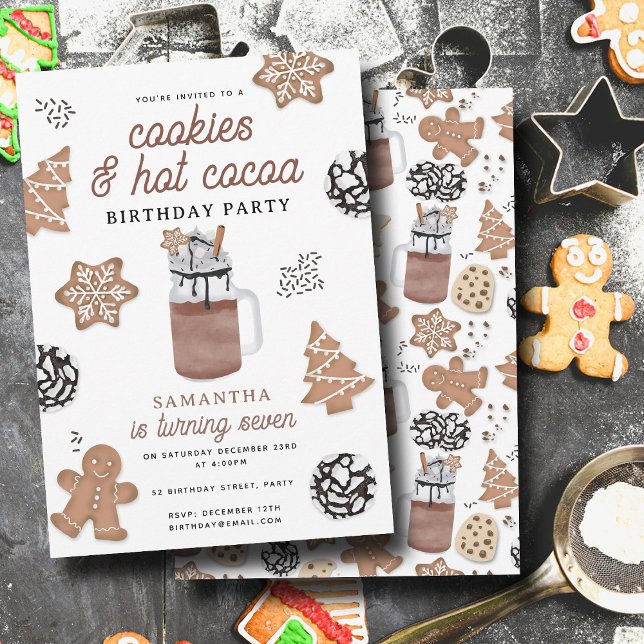 Invitation Cookies & Hot Cocoa Chocolate Kids Winter Birthday (Cookies & Hot Cocoa Chocolate Kids Winter Birthday Invitation)