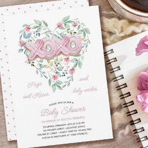 Invitation Cookies roses XOXO Baby shower floral délicieux