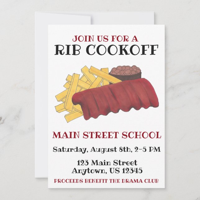 Invitation Cookoff de côte de rechange annuel Cook Off Charit (Devant)