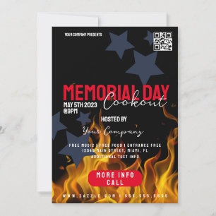 Invitation COOKOUT Memorial Day Event Flyers patriotiques