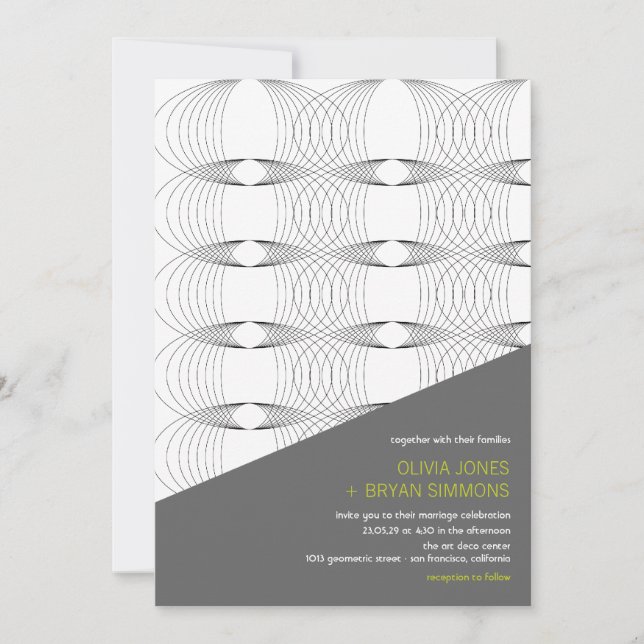 Invitation Cool Abstrait Art Moderne Boucles de Mod Mariage I (Devant)