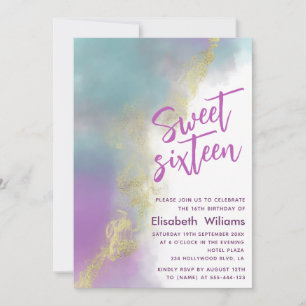 Invitation Cool Abstraite encre d'aquarelle or moderne