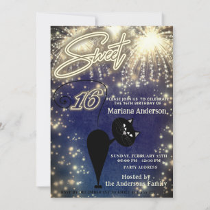 Invitation Cool amusant whimsy chat ballon scintillant feux d