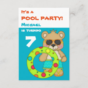 Invitation Cool Beach Bear Pool