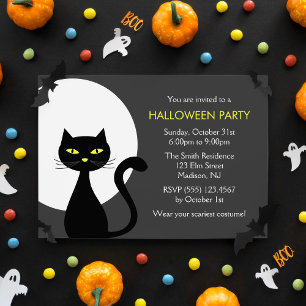 Invitation Cool Black Halloween Cat Party
