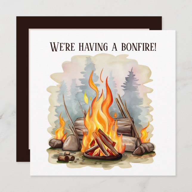 Invitation cool bonfire ajouter une partie d'information (Devant / Derrière)