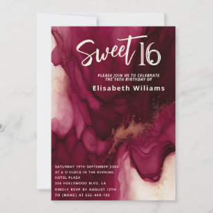 Invitation Cool bourgogne encre Abstraite