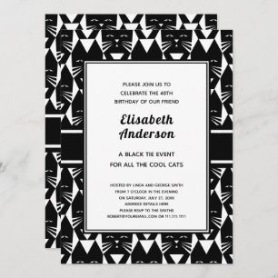 Invitation Cool Cats Black Cravate Birthday Party Funny Invit