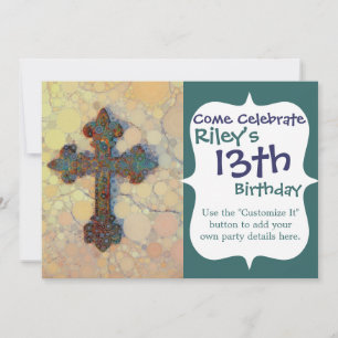Invitation Cool Christian Cross Cercle Mosaic Motif