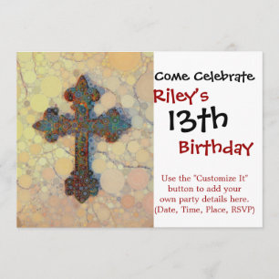 Invitation Cool Christian Cross Cercle Mosaic Motif