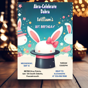 Invitation Cool Cute Bunny Tv Party Magie Show 1er anniversai