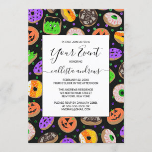 Invitation Cool Cute Parties scintillant Confetti Donuts Hall