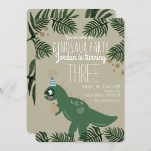 Invitation Cool Dinosaur Anniversaire Parties scintillant de