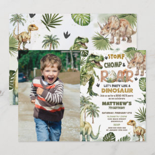 Invitation Cool Dinosaures Jurassique Verdure Anniversaire Ph