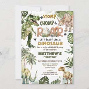 Invitation Cool Dinosaures Jurassique Verdure Roarsome Annive