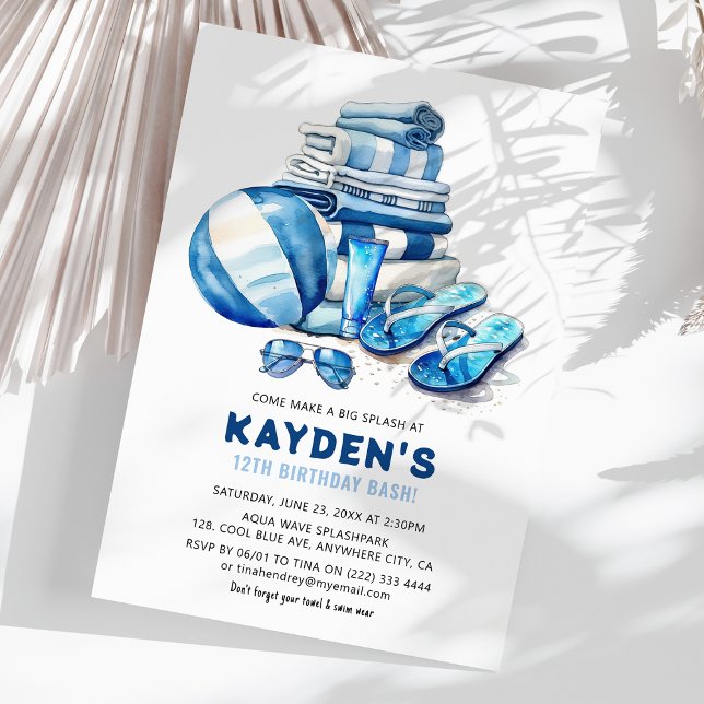 Invitation Cool Dude Pool Party Boy Anniversaire Bash (Créateur téléchargé)