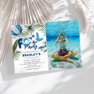 Invitation Cool Dude Pool Party Boy Photo Anniversaire