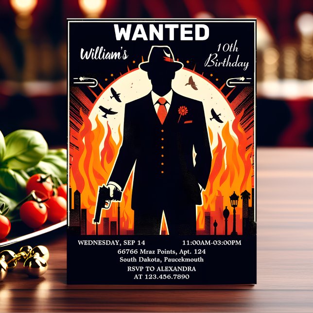 Invitation Cool Enfants adultes 90s garçon Retro Mafia 10e an (Créateur téléchargé)