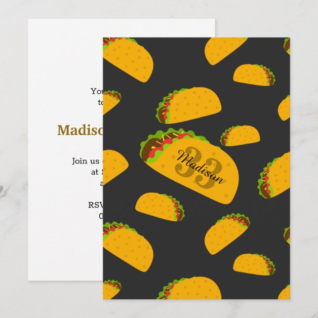Invitation Cool et amusant yummy taco motif Monogram Invitati (Devant / Derrière)