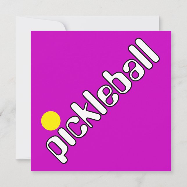 Invitation Cool Fun Mod PICKLEBALL Texte Balle Sur Rose Clair (Devant)