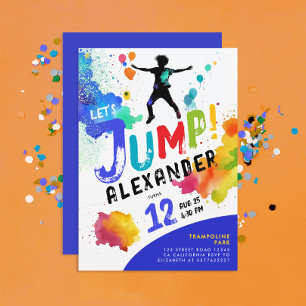 Invitation Cool Fun Trampoline Colorée Jump Kid Bounce Party