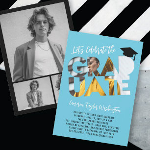 Invitation Cool Graduate Cutout Photo Moderne Graduate Party