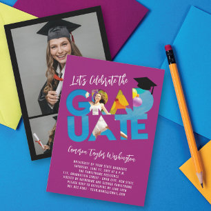 Invitation Cool Graduate Cutout Photo Moderne Graduate Party