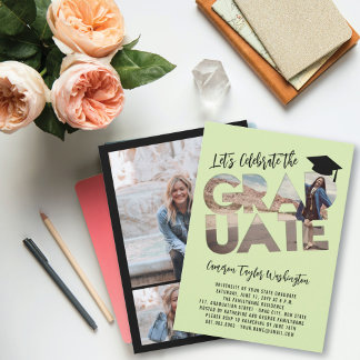 Invitation Cool Graduate Cutout Photo Moderne Graduate Party