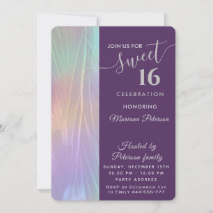 Invitation Cool Holographe aquarelle tendance abstraite douce