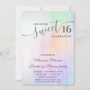 Invitation Cool Holographe aquarelle tendance abstraite douce