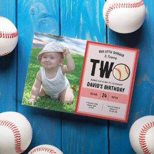 Invitation Cool Little Slugger Baseball Photo 2e anniversaire