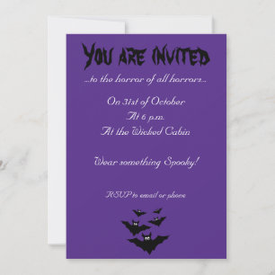 Invitation Cool mignon chauves chauves-souris volant Hallowee