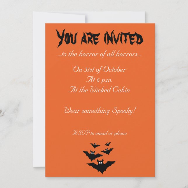 Invitation Cool mignon chauves chauves-souris volant Hallowee (Devant)
