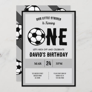 Invitation Cool Modern Little Striker Football 1er anniversai