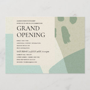 INVITATION COOL MODERNE ABSTRAIT ART AQUA BLEU GRAND OUVERTUR